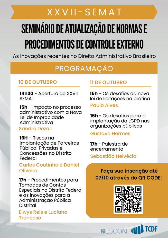 Miniatura de Seminário do TCDF para servidores do Distrito Federal vai abordar as inovações recentes no Direito Administrativo Brasileiro  