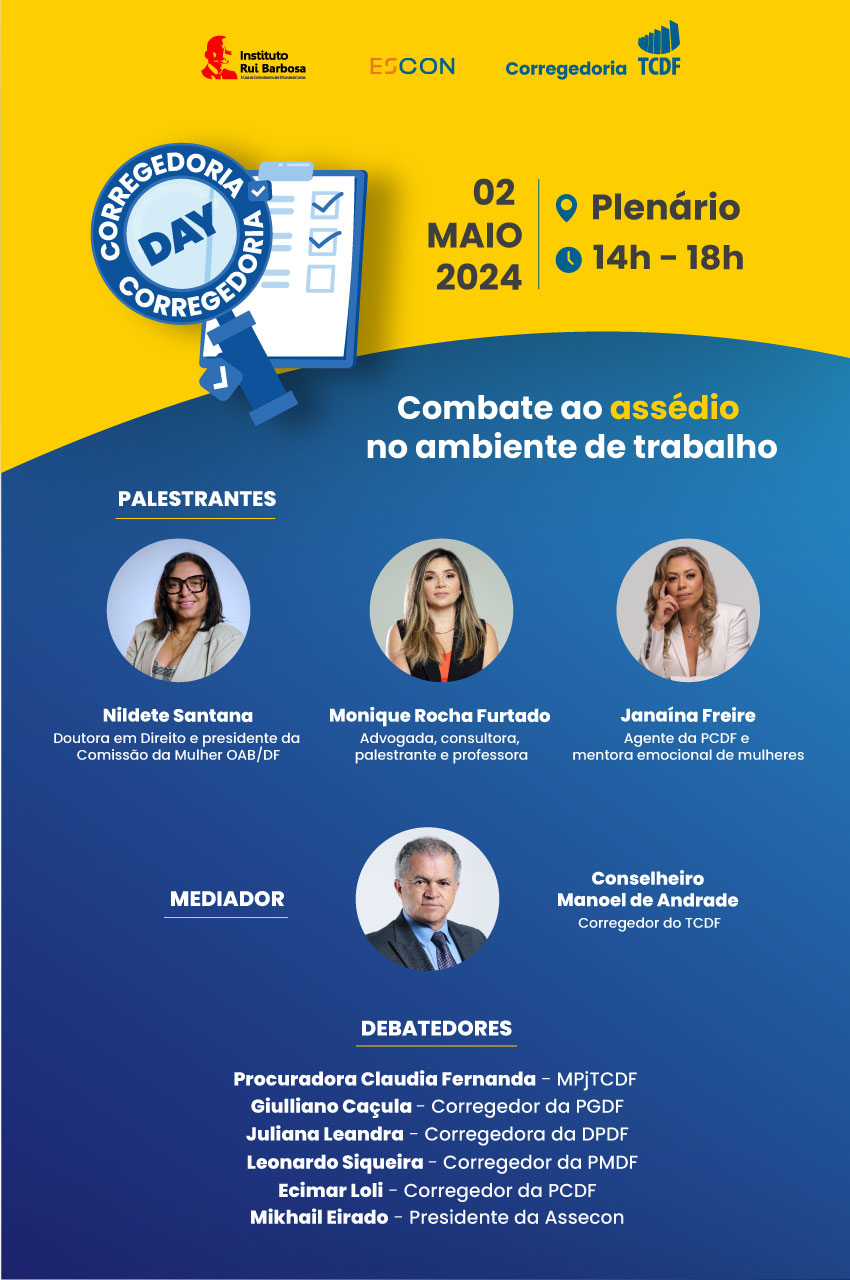 Miniatura de Corregedoria Day: programação inclui palestras e debates sobre assédio moral e sexual no ambiente de trabalho