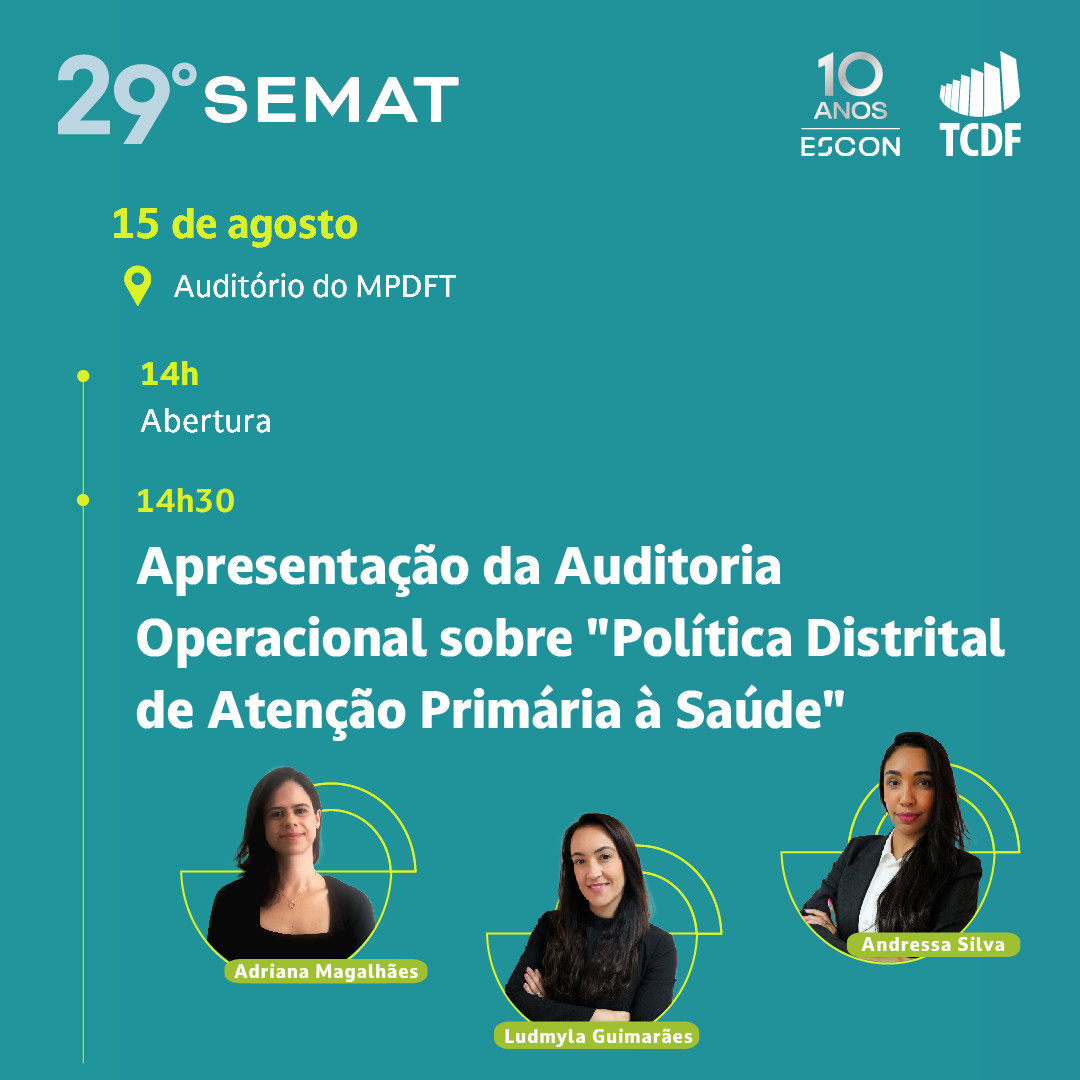 Miniatura de TCDF apresenta resultados de auditoria operacional sobre “Política Distrital de Atenção Primária à Saúde” 
