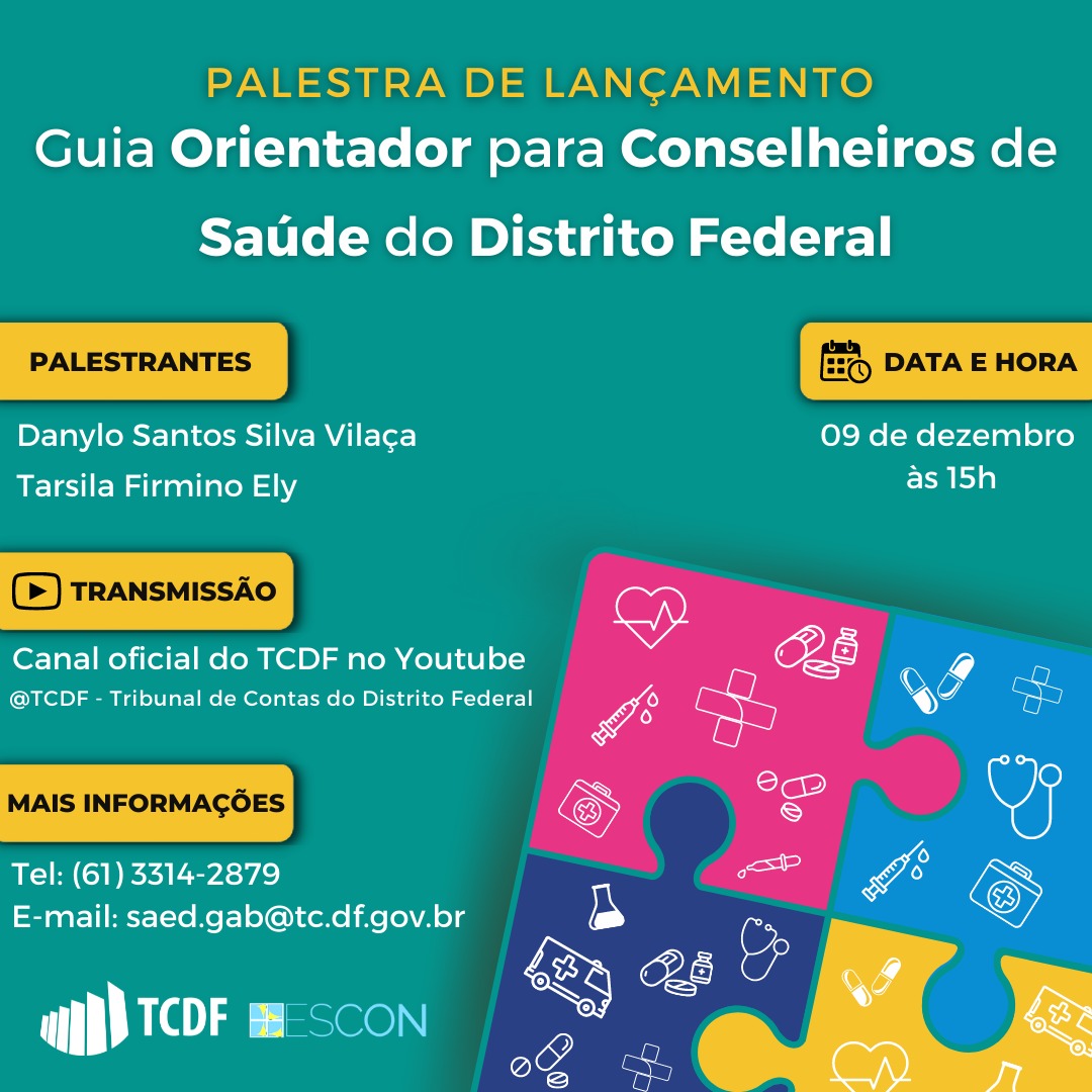 Miniatura de TCDF lança nesta quinta-feira, dia 9, Guia Orientador para Conselheiros de Saúde do DF