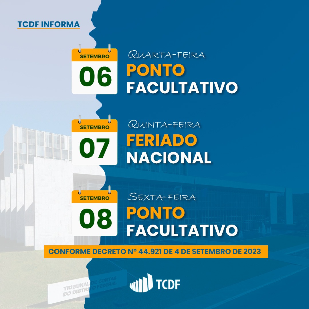 Miniatura de AVISO: ponto facultativo nos dias 6 e 8 de setembro